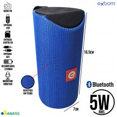 Caixa de Som Portátil 5W RMS Bluetooth/Rádio FM/SD/USB/Aux Revestido em Tecido Exbom CS-M31BT - Azul